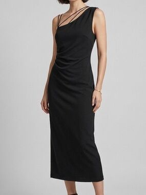 VTG Express Black One-Shoulder Midi Dress Reversible